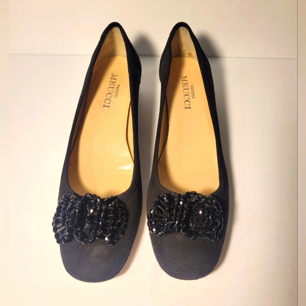 Sesto Meucci Black Beaded Heel Pumps